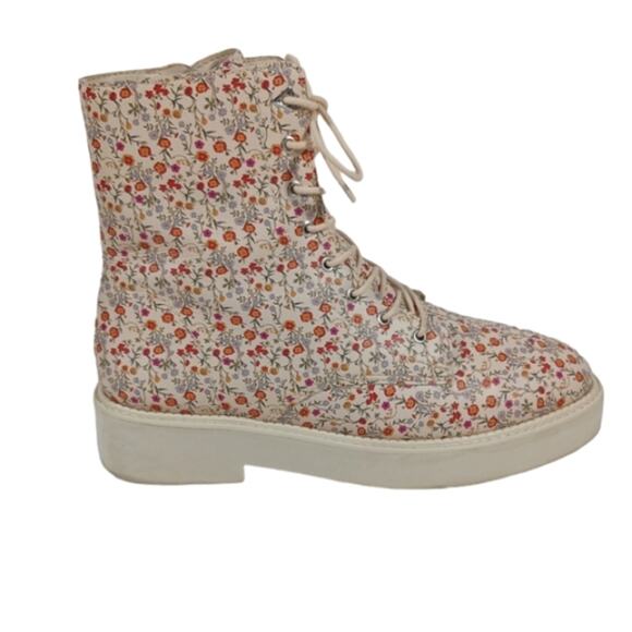 S2566 EUC SCHUTZ McKenzie Floral Combat Boots size 8.5B - Picture 2 of 10